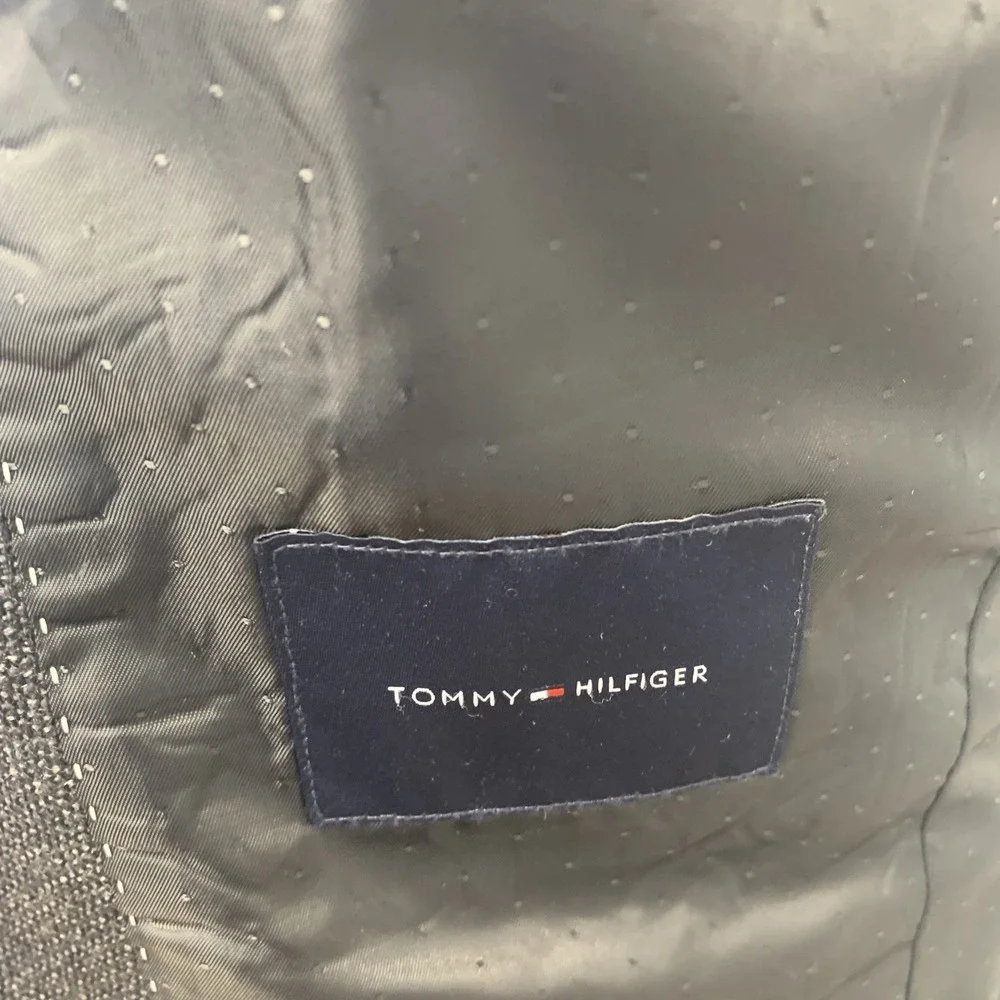 Tommy Hilfiger Sport Coat Blazer Black Tweed 40 R Wool  2 Button Business  Work